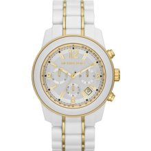 Michael Kors Mid-Size White Acetate Preston Chronograph Watch