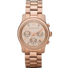 Michael Kors Mk5128 Womens Runway Chronograph Rose Gold S.steel Watch