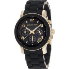 Michael Kors Quartz, Black Dial with Black Goldtone Bracelet - Womens