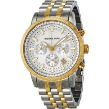 Michael Kors Scout Silver Dial Chronograph Two Tone Mens Watch MK8238