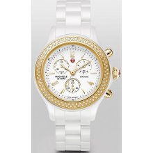 Michele Jetway White Ceramic Diamond Gold Women's Watch MWW17B000007