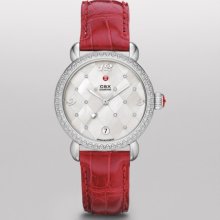 MICHELE MICHELE CSX Diamond, Quilted Mosaic Diamond Dial Garnet Alligator