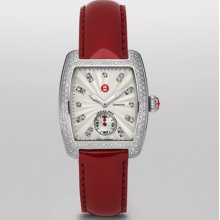 MICHELE Urban Mini Diamond White Diamond Dial Scarlet Patent Watch