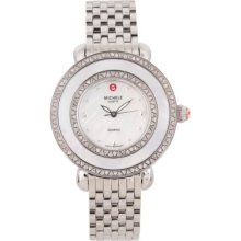 Michele Women's Cloette Swiss Made Quartz Diamond Accented Stainless Steel Bracelet Watch