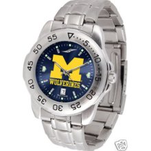 Michigan Stainless Steel Men's Watch (new) Blue Um Wolverines Mens Jewelry