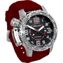 Millage Moscow Collection Men's Swiss Quartz GMT Red Silicone Strap Watch