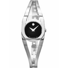 Movado Amorosa Stainless Steel Black Dial Ladies Watch 0606394