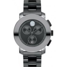Movado Bold Black Grey Swarovski 3600143 Chronograph Watch