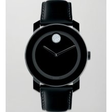 Movado Bold Bold Crystal Dot Leather Watch, Black