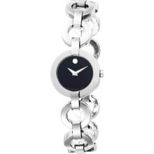 Movado Ladies Stainless Steel Bela Moda Bangle Style Black Dial 0606260