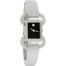 Movado Linio Ladies Black Dial Swiss Quartz Stainless Steel Bangle Watch 0606471