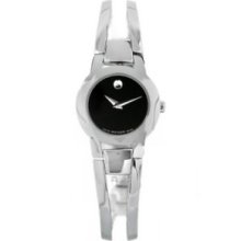 Movado Women's Black Dial & Stainless Steel Bracelet Watch