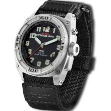 MTM Special Ops Mens Thunder Hawk Stainless Watch - Black Nylon Strap - Carbon Fiber Dial - MTM-THBB