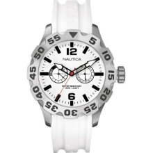 Nautica Men's BFD Stainless Steel, White Dial & Rubber Strap A16603G Watch