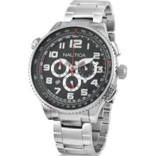 Nautica Men's Black Dial Chronograph Watch A29523g With Stainless Steel Bracelet