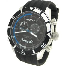 Nautica Men's Chronograph Stainless Steel Case Black Dial Rubber Strap Date Display N17583G