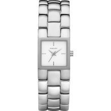 New DKNY Ladies Square Analog Watch Silver-Tone Stainless Steel Bracelet