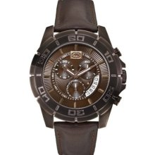 New MARC ECKO UNLTD Chronograph Mens Analog Watch Brown Leather Band Quartz