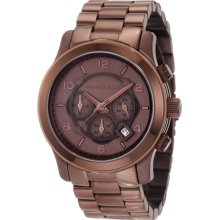 New MICHAEL KORS Chronograph Mens Analog Round Watch Brown Steel Bracelet