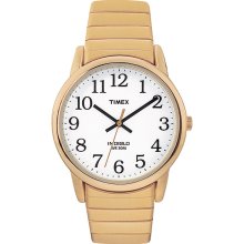 New TIMEX Analog Round Mens Watch Gold-Tone Expansion Steel Band Indiglo Quartz