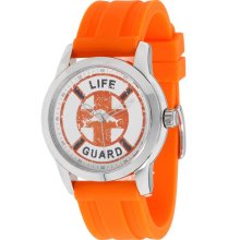 New TOMMY BAHAMA Relax Lifeguard Mens Round Analog Steel Watch Orange Rubber - Orange - Rubber