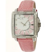 Nice Italy Womens Dafne Stainless Watch - Pink Leather Strap - White Dial - NICW1047DAF021009