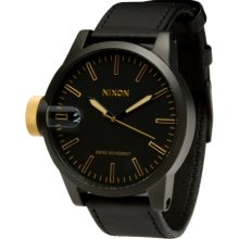 Nixon Chronicle Watch - Men's Matte Black/Gold, One Size