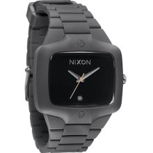 Nixon Men's Stainless Steel Case Quartz Black Dial Black Rubber Strap A139-195