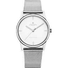 Noon Copenhagen Womens No. 61 Polished Stainless Watch - Silver Mesh Bracelet - Silver Dial - 61-001M5