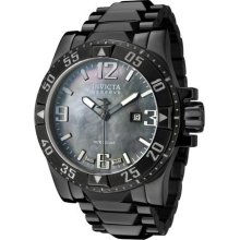 nvicta Men's Reserve Black Mother Of Pearl Dial Black Ion Plated