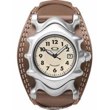 Oakley Men's Saddleback - White Dial - Brown Leather Strap 10-175