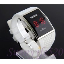 Ohsen Square Black Rubber Red Led Digital Men Women Lady Dive Sports Wrist Watch