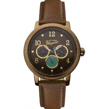 Original Penguin Men's Quartz Watch With Brown Dial Analogue Display And Brown Leather Strap Op5008br