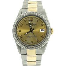 Oyster bracelet SS & gold gents datejust watch champagne Arabic dial rolex