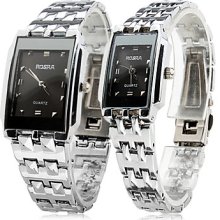 Pair of Alloy Analog CoupleÄºs Quartz Watches (Silver)