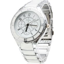 Pair of Alloy Analog White Quartz Face Couple Watches (Silver-White)