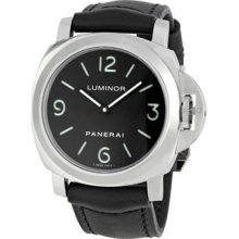 Panerai Luminor Base Leather Automatic Watch Black Arabic Dial 00112