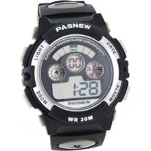 PASNEW 279 Plastic Band Waterproof LCD Sports Watch (Silver)
