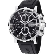 Paul Picot Watches Men's Chronograph Black Dial Black Rubber Black Ru