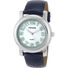 Pedre 6668Sx Navy Croc-Embossed Women'S 6668Sx Navy Croc-Embossed Leather Strap Silver-Tone Watch
