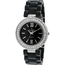 Peugeot 7067Bs Women'S 7067Bs Silver Crystal Bezel Black Acrylic Watch