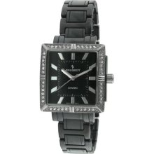 Peugeot Black Ps4903Bk Women'S Ps4903Bk Swiss Ceramic Swarovski Crystal Black Dial Watch