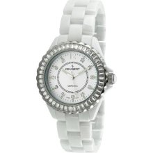 Peugeot Ps4885Wt Women'S Ps4885Wt Swiss Ceramic Swarovski Crystal White Dial Watch