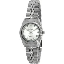 Peugeot Women's Crystal Marker Ribbed Bezel Bracelet Watch in Silver Tone