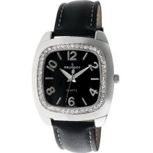 Peugeot Women's Swarovski Crystal Accented Leather Strap Watch -
