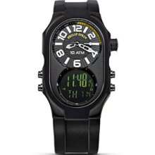 Philip Stein Men's 'signature' Dual Time Black Silicone Strap Watch