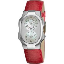 Philip Stein Watches Women's Mother of Pearl Dial Pink Lizard Leather