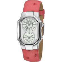 Philip Stein Watches Women's Signature Silver & White Dial Pink Ostric
