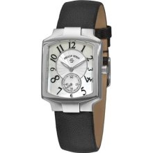 Philip Stein Women's 'Signature' Black Leather Strap Dual Time Watch
