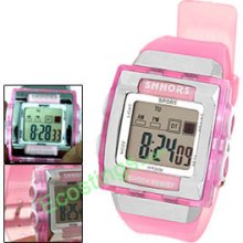 Pink Digital Sports Alarm Wrist Watch Stopwatch for Girls